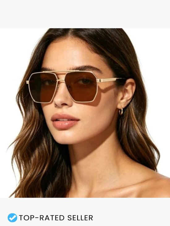 Retro Oversized Square Sunglasses Classic Metal Frame Pilot Shades Vintage
